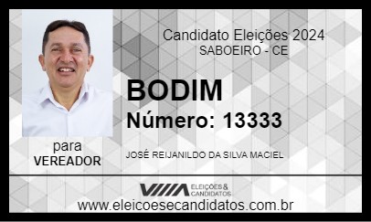 Candidato BODIM 2024 - SABOEIRO - Eleições