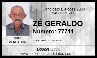 Candidato ZÉ GERALDO 2024 - SABOEIRO - Eleições