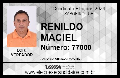 Candidato RENILDO MACIEL 2024 - SABOEIRO - Eleições