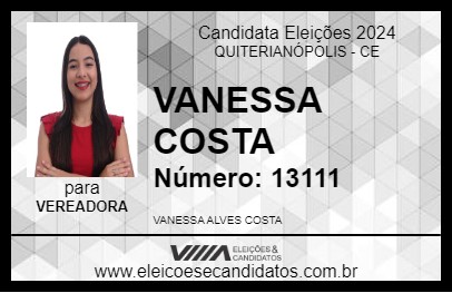 Candidato VANESSA COSTA 2024 - QUITERIANÓPOLIS - Eleições