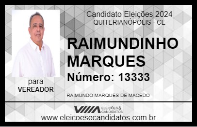 Candidato RAIMUNDINHO MARQUES 2024 - QUITERIANÓPOLIS - Eleições