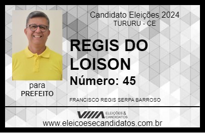 Candidato REGIS DO LOISON 2024 - TURURU - Eleições