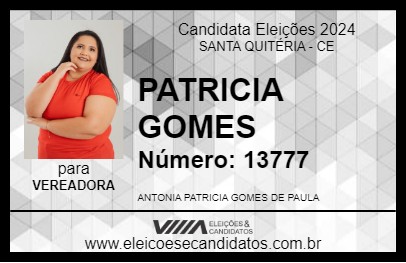 Candidato PATRICIA GOMES 2024 - SANTA QUITÉRIA - Eleições