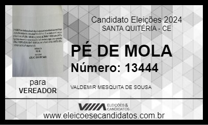 Candidato PÉ DE MOLA 2024 - SANTA QUITÉRIA - Eleições