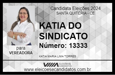 Candidato KATIA DO SINDICATO 2024 - SANTA QUITÉRIA - Eleições