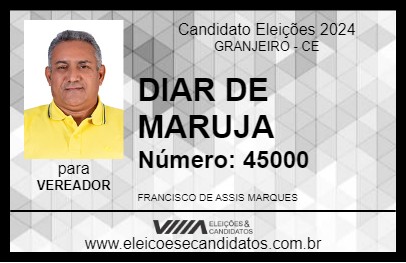 Candidato DIAR DE MARUJA 2024 - GRANJEIRO - Eleições