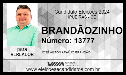 Candidato BRANDÃOZINHO 2024 - IPUEIRAS - Eleições