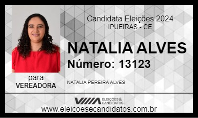 Candidato NATALIA ALVES 2024 - IPUEIRAS - Eleições