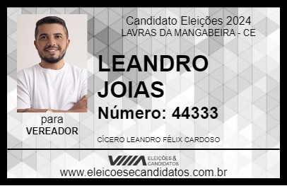 Candidato LEANDRO JOIAS 2024 - LAVRAS DA MANGABEIRA - Eleições