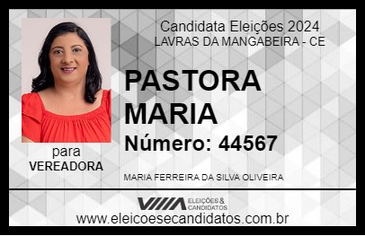 Candidato PASTORA MARIA 2024 - LAVRAS DA MANGABEIRA - Eleições