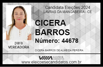 Candidato CICERA BARROS 2024 - LAVRAS DA MANGABEIRA - Eleições