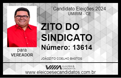 Candidato ZITO DO SINDICATO 2024 - UMIRIM - Eleições