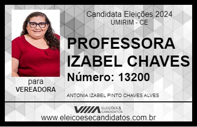 Candidato PROFESSORA IZABEL CHAVES 2024 - UMIRIM - Eleições