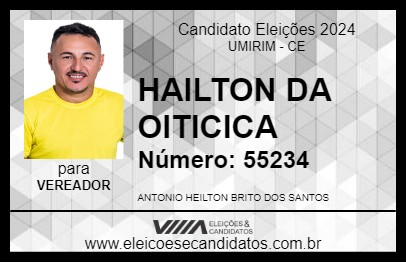 Candidato HAILTON DA OITICICA 2024 - UMIRIM - Eleições