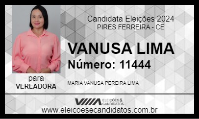 Candidato VANUSA LIMA 2024 - PIRES FERREIRA - Eleições