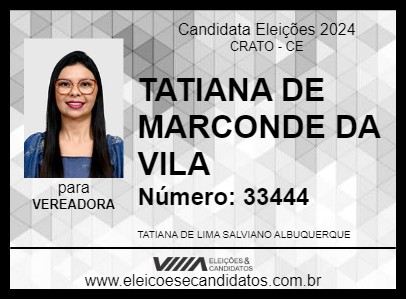 Candidato TATIANA DE MARCONDE DA VILA 2024 - CRATO - Eleições