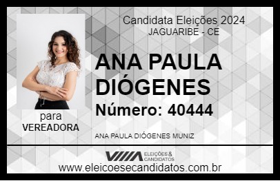 Candidato ANA PAULA DIÓGENES 2024 - JAGUARIBE - Eleições