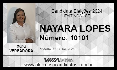 Candidato NAYARA LOPES 2024 - ITAITINGA - Eleições