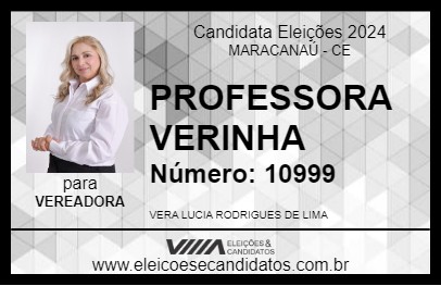 Candidato PROFESSORA VERINHA 2024 - MARACANAÚ - Eleições