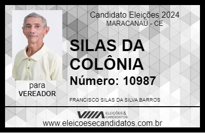 Candidato SILAS DA COLÔNIA 2024 - MARACANAÚ - Eleições