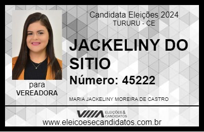 Candidato JACKELINY DO SITIO 2024 - TURURU - Eleições