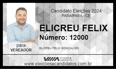 Candidato ELICREU FELIX 2024 - PARAIPABA - Eleições