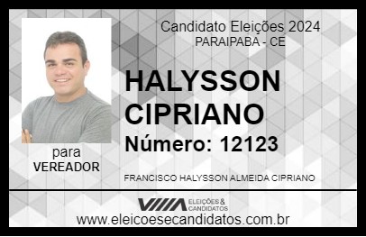 Candidato HALYSSON CIPRIANO 2024 - PARAIPABA - Eleições