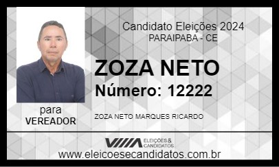 Candidato ZOZA NETO 2024 - PARAIPABA - Eleições