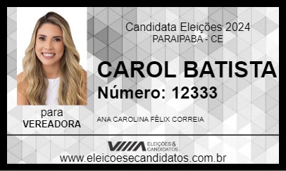 Candidato CAROL BATISTA 2024 - PARAIPABA - Eleições