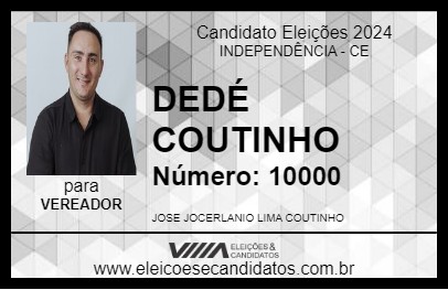 Candidato DEDÉ COUTINHO 2024 - INDEPENDÊNCIA - Eleições