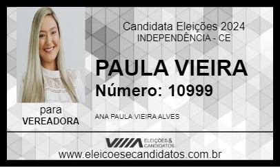 Candidato PAULA VIEIRA 2024 - INDEPENDÊNCIA - Eleições