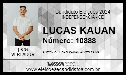 Candidato LUCAS KAUAN 2024 - INDEPENDÊNCIA - Eleições