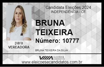 Candidato BRUNA TEIXEIRA 2024 - INDEPENDÊNCIA - Eleições