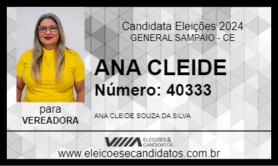 Candidato ANA CLEIDE 2024 - GENERAL SAMPAIO - Eleições