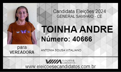 Candidato TOINHA ANDRE 2024 - GENERAL SAMPAIO - Eleições