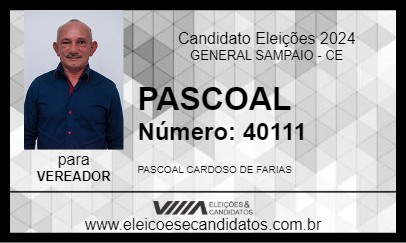 Candidato PASCOAL 2024 - GENERAL SAMPAIO - Eleições