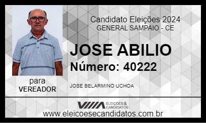 Candidato JOSE ABILIO 2024 - GENERAL SAMPAIO - Eleições