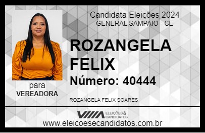 Candidato ROZANGELA FELIX 2024 - GENERAL SAMPAIO - Eleições