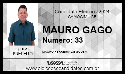 Candidato MAURO GAGO 2024 - CAMOCIM - Eleições