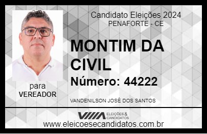 Candidato MONTIM DA CIVIL 2024 - PENAFORTE - Eleições