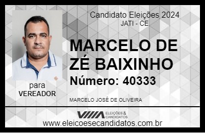 Candidato MARCELO DE ZÉ BAIXINHO 2024 - JATI - Eleições