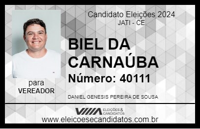 Candidato BIEL DA CARNAÚBA 2024 - JATI - Eleições