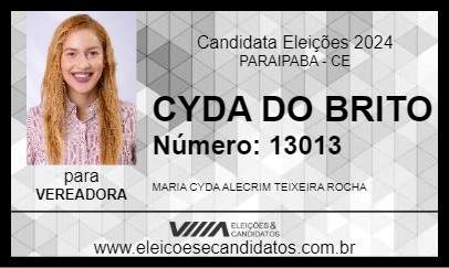 Candidato CYDA DO BRITO 2024 - PARAIPABA - Eleições