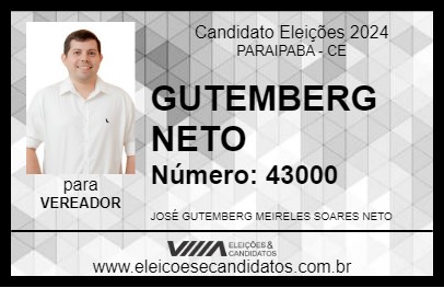 Candidato GUTEMBERG NETO 2024 - PARAIPABA - Eleições