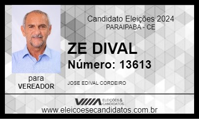 Candidato ZE DIVAL 2024 - PARAIPABA - Eleições