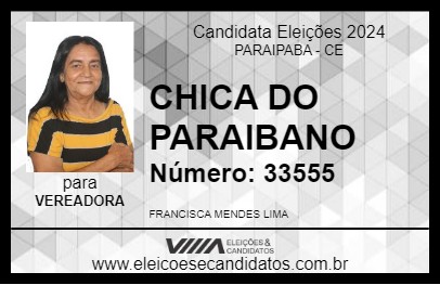 Candidato CHICA DO PARAIBANO 2024 - PARAIPABA - Eleições