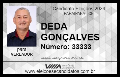 Candidato DEDA GONÇALVES 2024 - PARAIPABA - Eleições