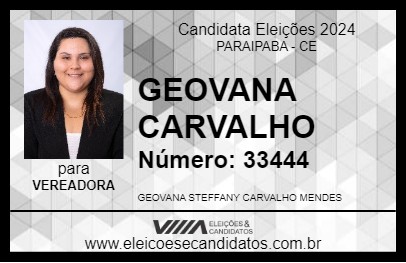 Candidato GEOVANA CARVALHO 2024 - PARAIPABA - Eleições