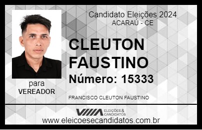 Candidato CLEUTON FAUSTINO 2024 - ACARAÚ - Eleições