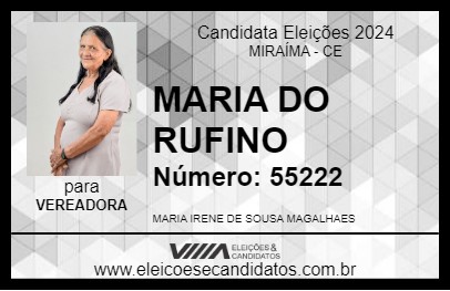 Candidato MARIA DO RUFINO 2024 - MIRAÍMA - Eleições